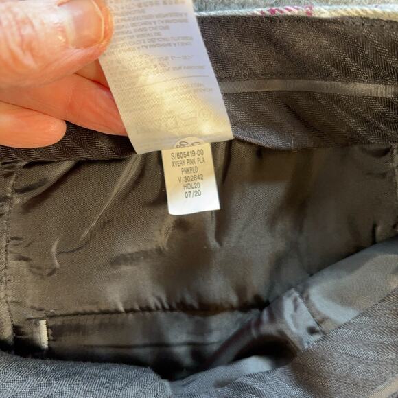 Banana Republic Avery Plaid Pants 8 Gray Red Pink Ankle Mid-Rise Stretch Trouser - Picture 4 of 8